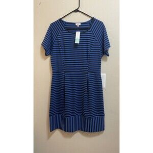 PIXLEY Stitch Fix Ashtyn Dress Cobalt Blue & Black Stripe Knit Dress Large NWT